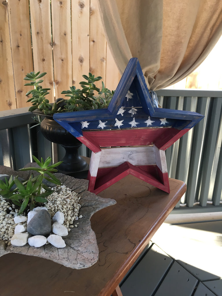 Patriotic Yard Sign - Barnwood Stars & Stripes