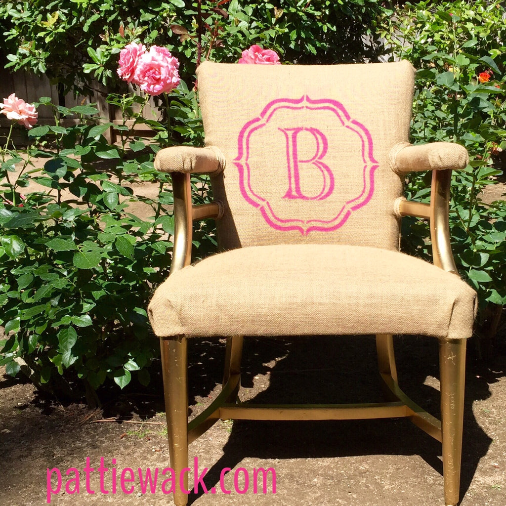 Monogram Burlap Chair - Reupholster Tutorial